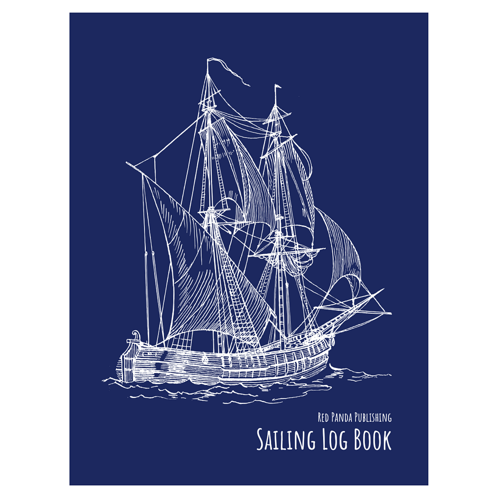Sailing Log Book front cover (Vintage Sailing Ship Blueprint)