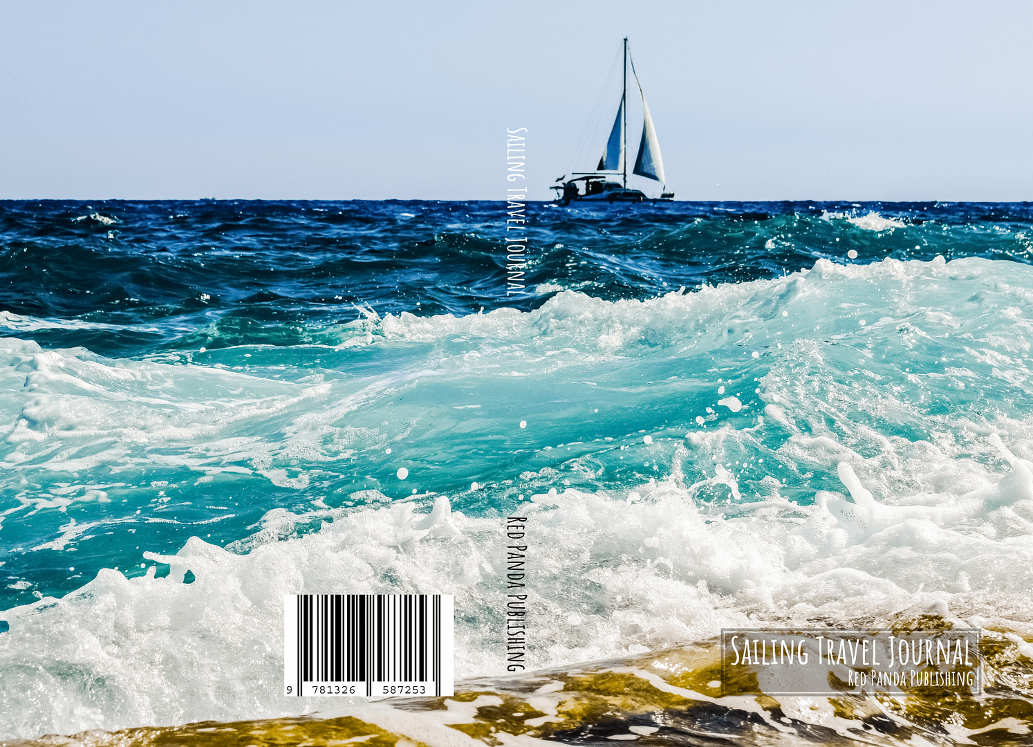 Sailing Travel Journal - Sailing Yacht & Waves cover design
