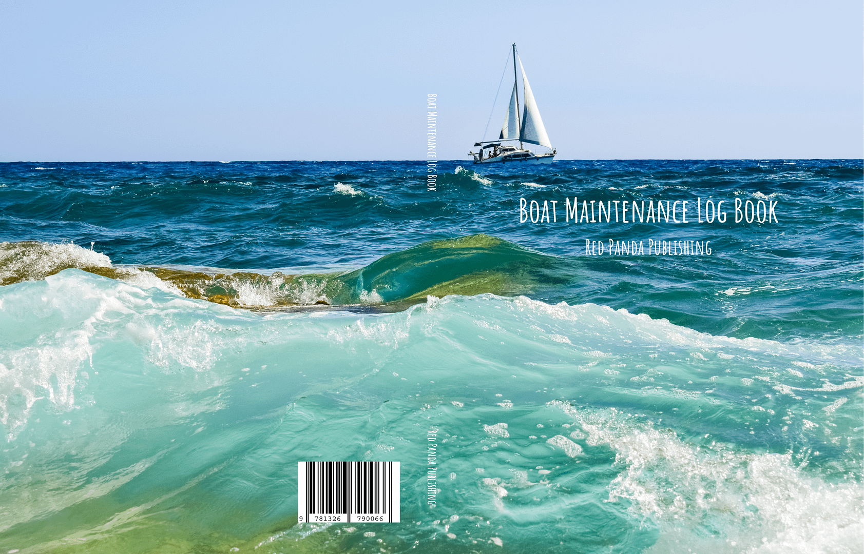 Boat Maintenance Log Book Sailing Yacht & Waves cover design