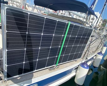 One of two 160 watt solar panels, can be tilted upright to face the sun One of two 160 watt solar panels, can be tilted upright to face the sun