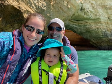 Wearing our lifejackets in the dinghy Wearing our lifejackets in the dinghy