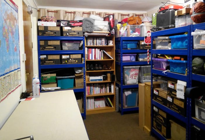 Storage-in-the-Garage Storage shelving in our garage
