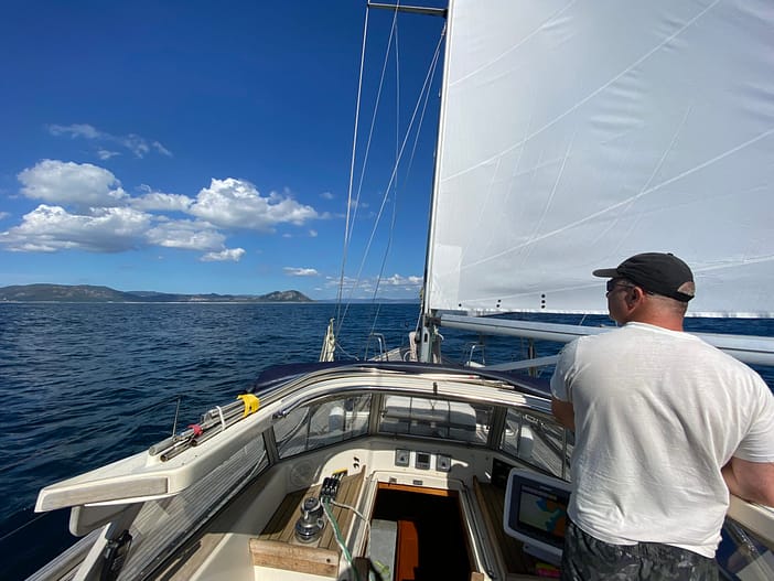 Sailing away on a sailboat Sailing away on a sailboat